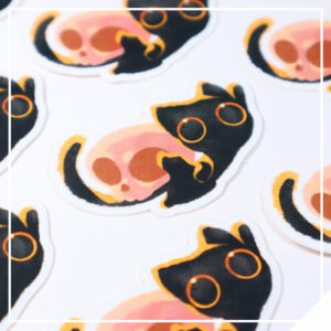 Halloween Cat Sticker - Skull