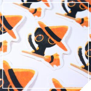 Halloween Cat Sticker - Witch
