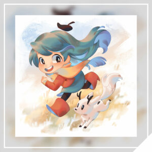Hilda and Twig 8x8in Print