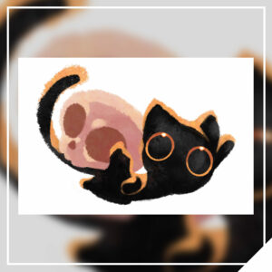 Skull Cat Cuddle 4x6in Print