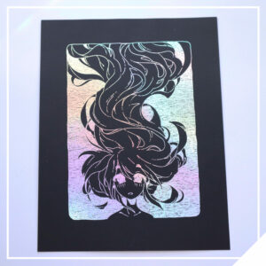 Flowing on Black Paper - Holo Silver Foil Print