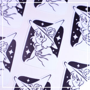 Black and White Sticker - Peony Witch (Small Sticker)